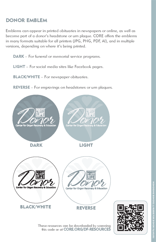 Show details for Honoring Donors a Guide for Donor Families