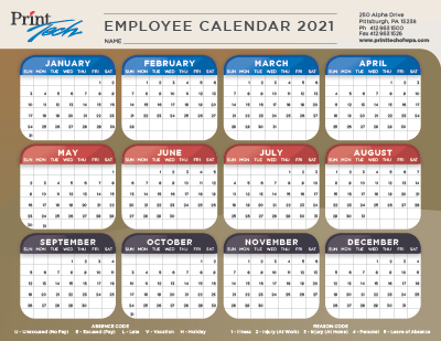 Show details for Print Tech Employee 2021 Calendar