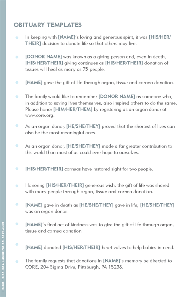 Show details for Honoring Donors a Guide for Donor Families